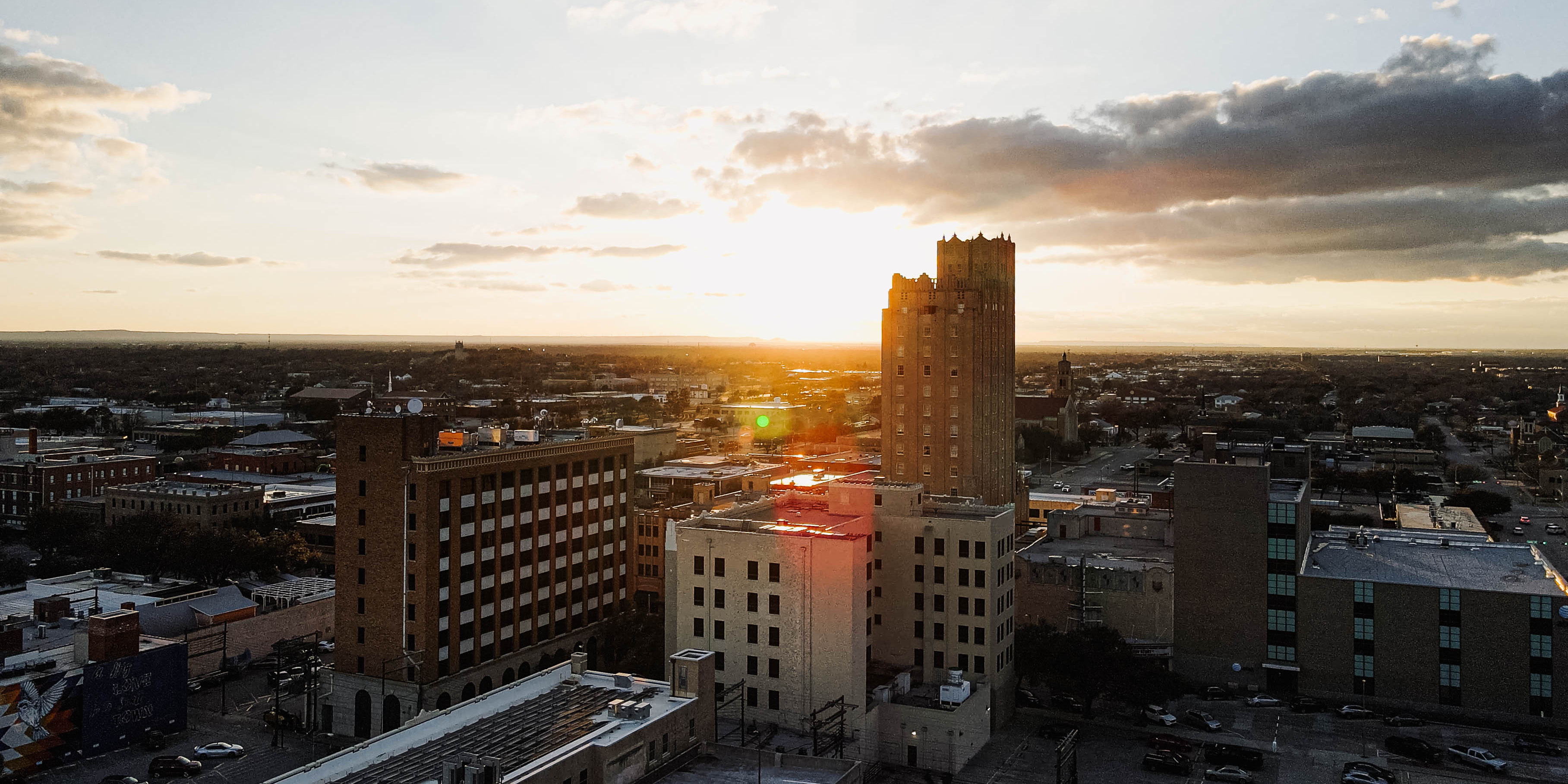 drone over downtown